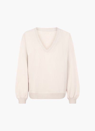 FLEECE SWEATER V-NECK WITH PUFFY SLEEVES